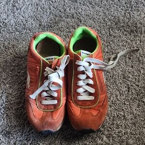 kangaROOS Kids Orange Sneakers with White Laces and Green Lining